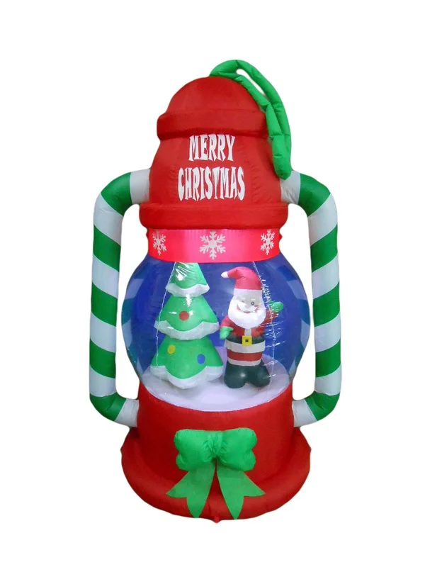 6 Foot Tall Christmas Inflatable Lantern with Santa Tree and LED Yard