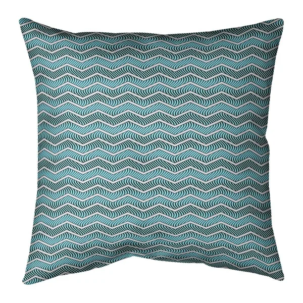 Color Wavy Chevrons Throw Pillow - 14 x 14 - Teal - Polyester