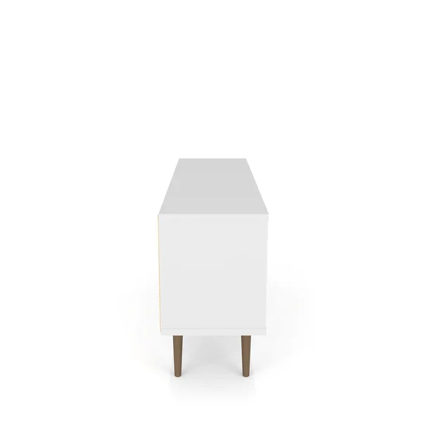 Manhattan Comfort, Liberty 53.14x22 Mid Century Modern TV Stand 5 Shelves White/3D Brown Prints