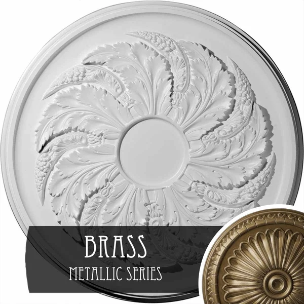 42 1/8 inchod x 1 7/8 inchp Sellek Ceiling Medallion (Fits Canopies Up to 9 inch) - Hand-Painted Brass