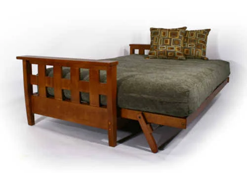 Lambton Warm Cherry Twin Chair Wall Hugger Futon Frame by Strata Furniture