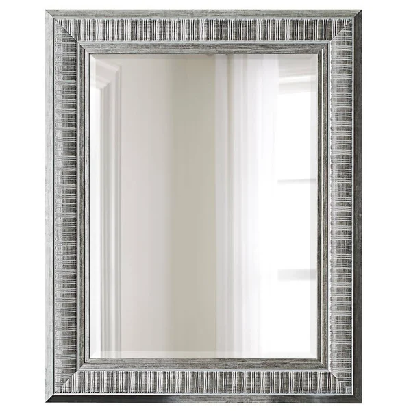 Home Decorators Collection 40 in. H x 32 in. W Classic Large Rectangle Framed Silver Beveled Glass Accent Mirror