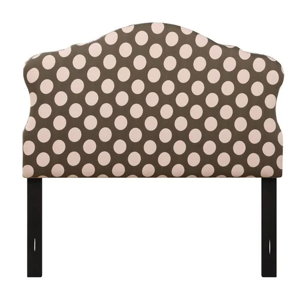 Home Fare Dana Full Upholstered Fabric Headboard with Pink Polka Dots