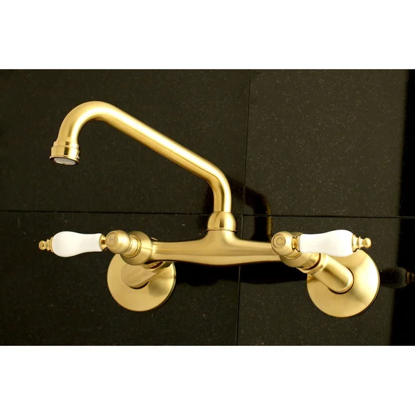 Kingston Brass Ks513sn 6 in. Adjustable Center Wall Mount Kitchen Faucet Brushed Nickel