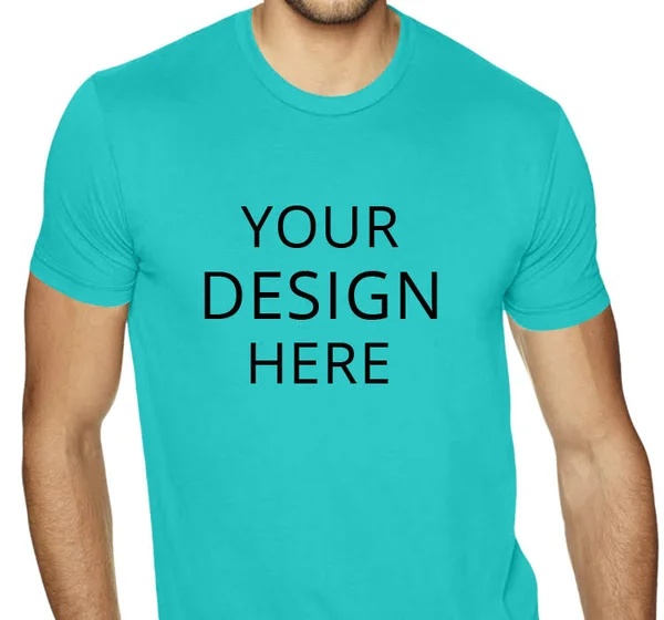 Custom Printed Next Level Men's Sueded Crew - Size: M, Tahiti Blue