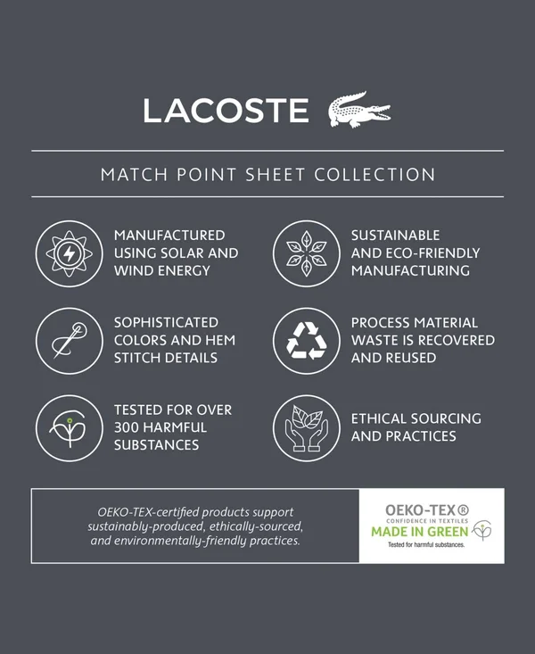 Lacoste Home Match Point Collection Sheet Set - Standard King - White, Terracotta