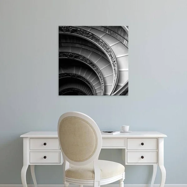 Easy Art Prints PhotoINC Studio's 'Spiral Staircase NO. 1' Premium Canvas Art - 12 x 12 - Modern Black Frame