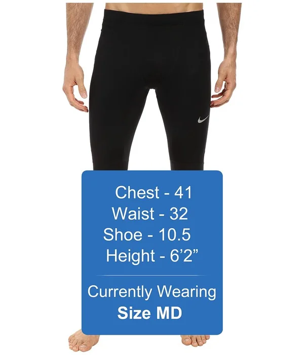 Nike Essentials Power Running Tights Triple Black Reflective 644256 011 Us Sz M