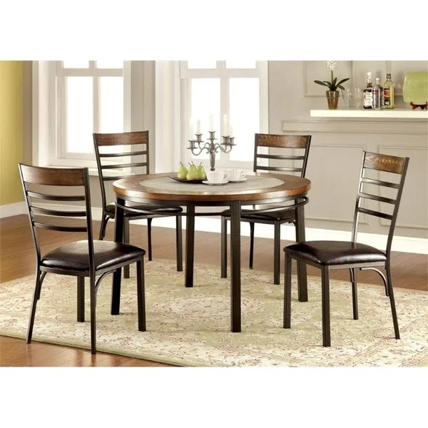 Furniture of America Cowan Round Dining Table in Bronze