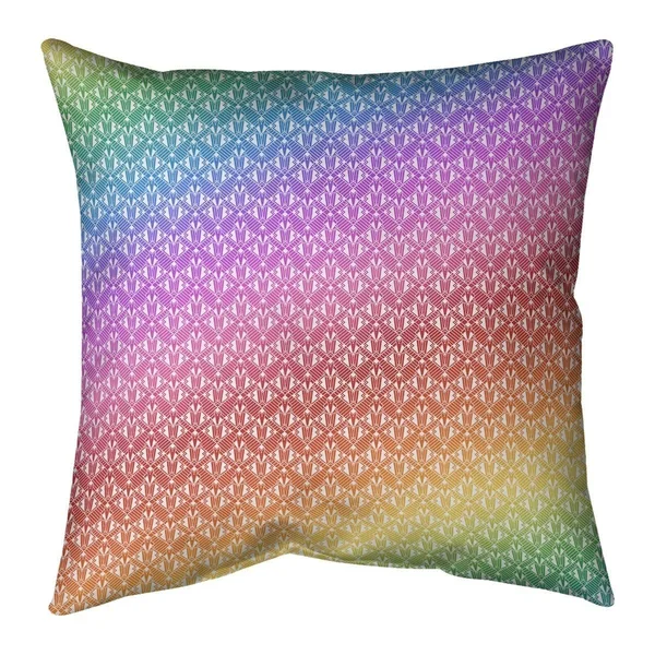 Fun Alternate Art Deco Throw Pillow - 16 x 16 - Rainbow - Linen