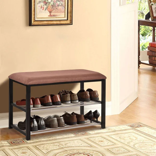 Costway 2 Tiers Shoe Storage Rack Soft Seat Bench