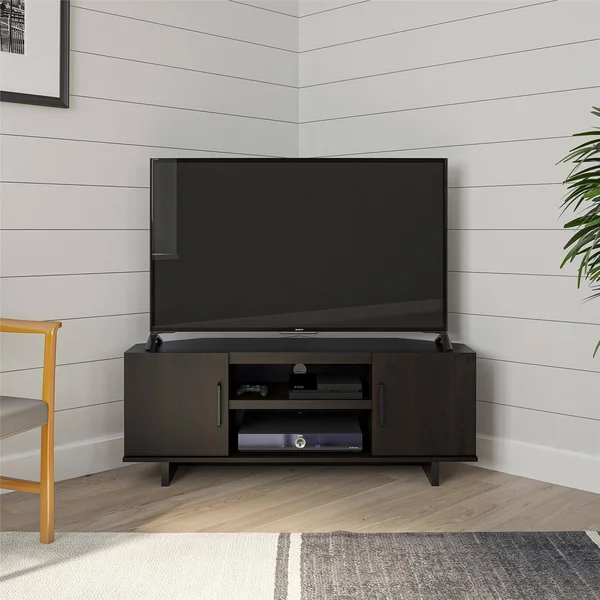 A Design Studio Fleur Corner TV Stand for TVs Up to 50x22 - Brown