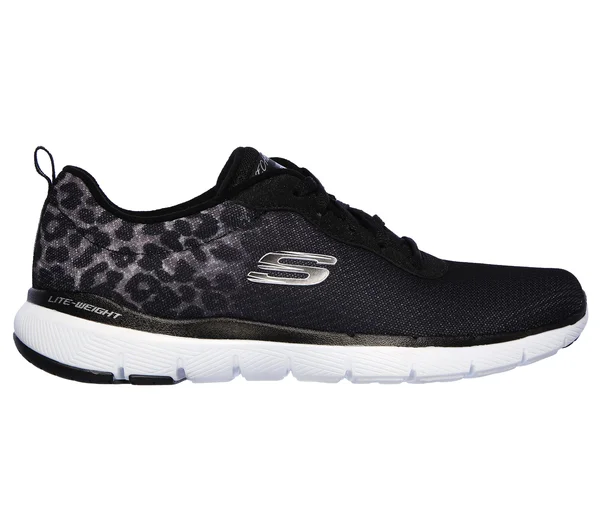 Skechers Flex Appeal 3.0 Leopard Path Womens Black Lifestyle Sneakers Shoes