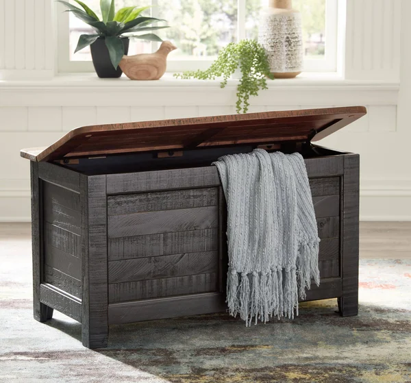Signature Design Dashbury Antique Black/Brown Storage Trunk by Ashley