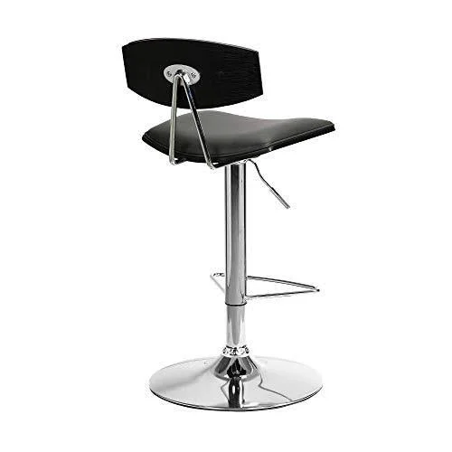 Armen Living Erik Faux Leather Swivel Barstool, Adjustable, Gray/Chro