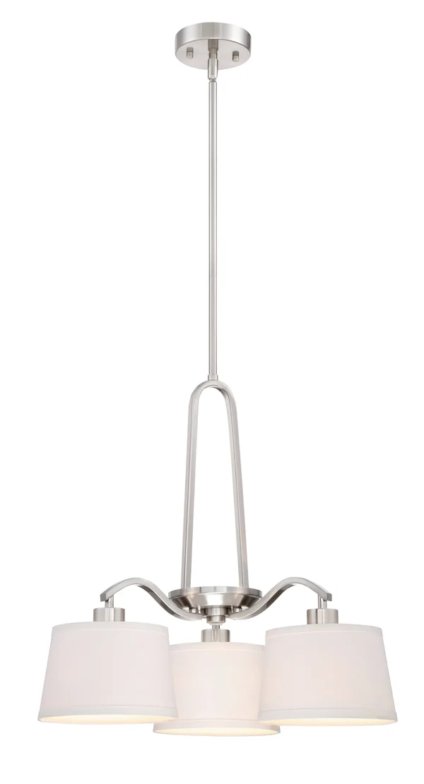 Designers Fountain 88583-SP Studio 3 Light Chandelier, Satin Platinum