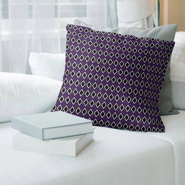 Porch & den Haide Classic Geometric Diamonds Throw Pillow - 20 x 20 - Purple - Polyester