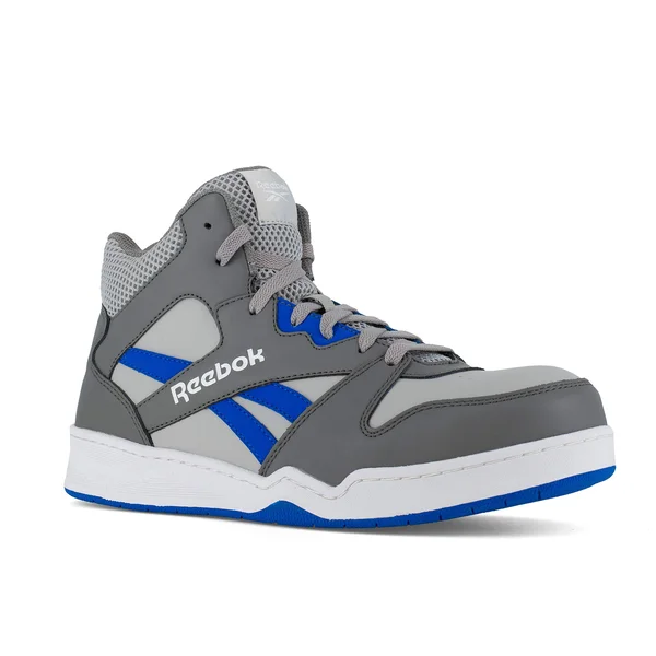Reebok Work Men's BB4500 High Top - Static Dissipative - Composite Toe Sneaker Grey and Cobalt Blue - 15 Medium