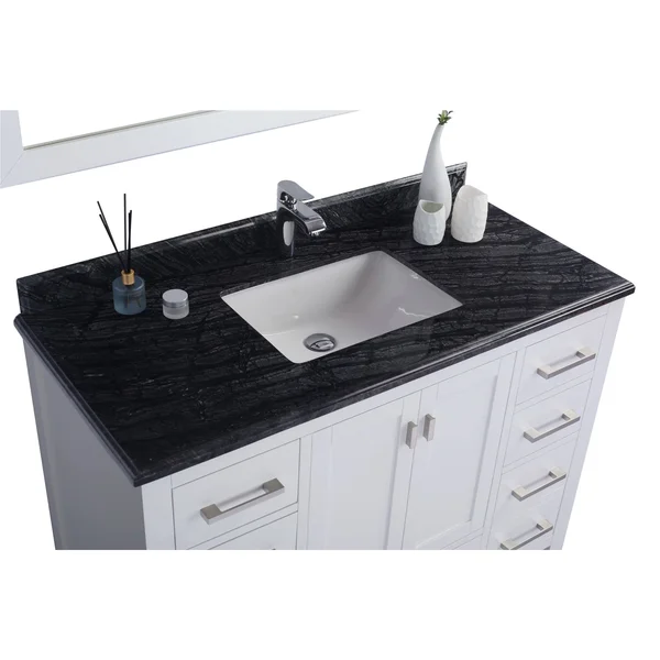 Laviva 313SQ1H-48-BW Countertop - 48x22 Single Hole with Rectangular Sink - Black Wood
