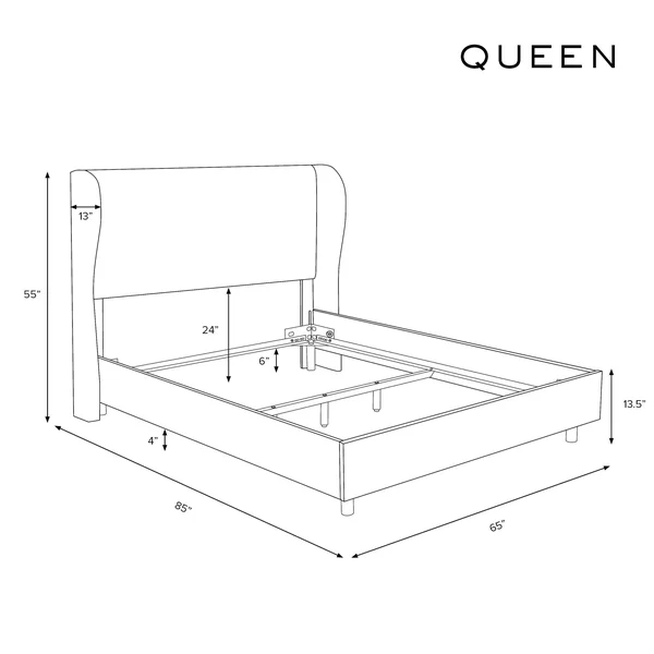 Skyline Furniture Tufted Wingback Shantung Parchment Bed - Queen