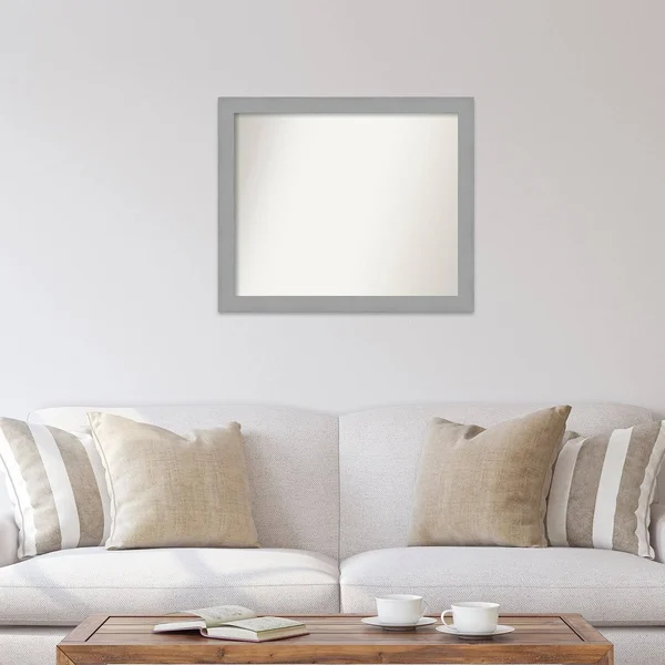 Amanti Art Medium Rectangle Brushed Nickel Contemporary Mirror (26.5 in. H x 31.5 in. W)