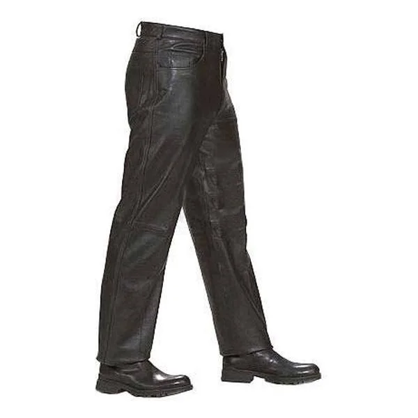 Mens Black Premium Cowhide Jeans Style Biker Motorcycle Leather Pants