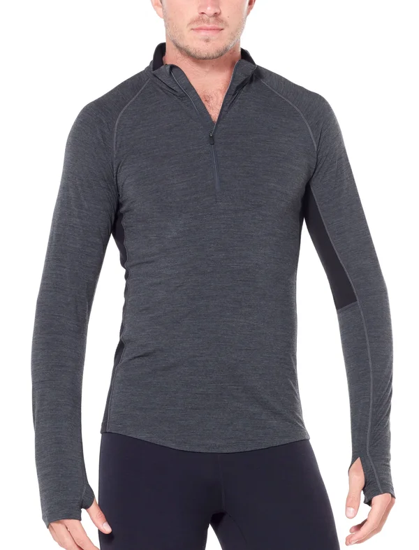 Icebreaker Bodyfitzone 200 Mens Zone LS Half Zip (Jet Heather - Black)