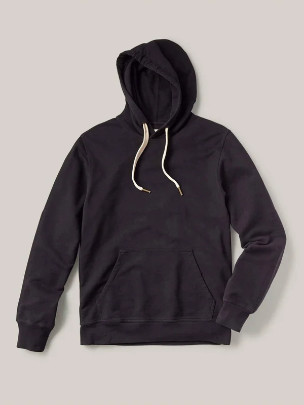 Buck Mason Men's Brushed Loopback Hooded Sweatshirt in Black - Size Small, Cotton