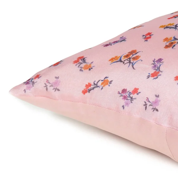 Oussum Home Decor Satin Organza Cushion Cover Decorative Pillow Cover Floral Pillow Case Set of 2 - 18 x 18 - Silver