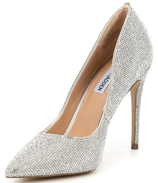 Steve Madden Daisie Crystal Jeweled Pointed Toe Pumps - 5.5M
