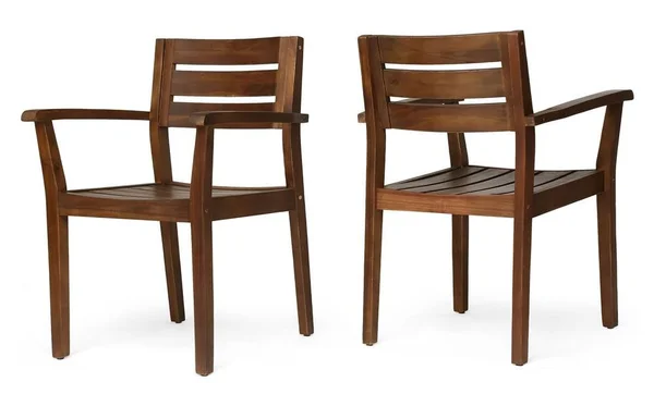 Noble House Outdoor Dining Wood Chairs in Dark Brown Finish - Set of 2