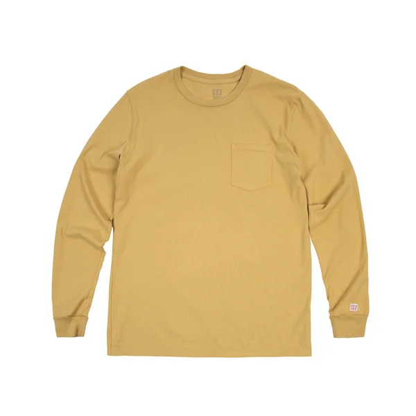 Topo Designs Men's Pocket Tee Shirt Long Sleeve in Natural Size XXL - Cotton