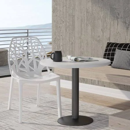 LeisureMod Modern Cornelia Tree Cut-Out Back Design Dining Chair - Solid White