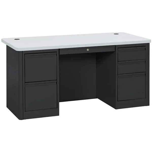 Sandusky 900 Series 29.5" Double Pedestal Desk Finish: Black - Grey Nebula