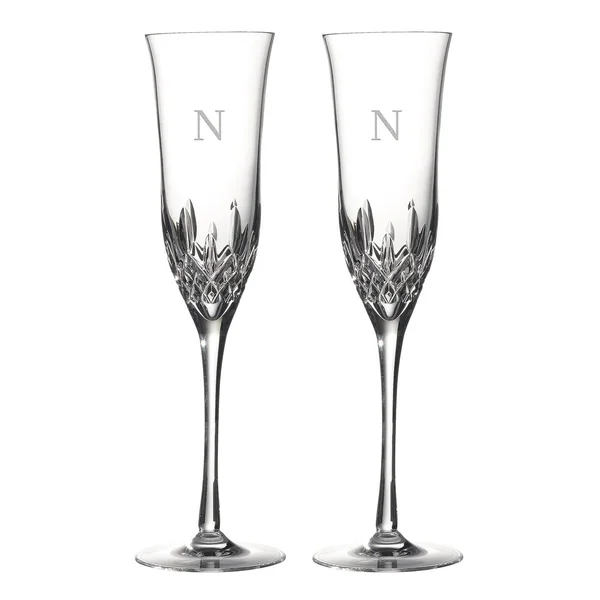 Waterford Lismore Essence Block Letter Toasting Flute, Set of 2