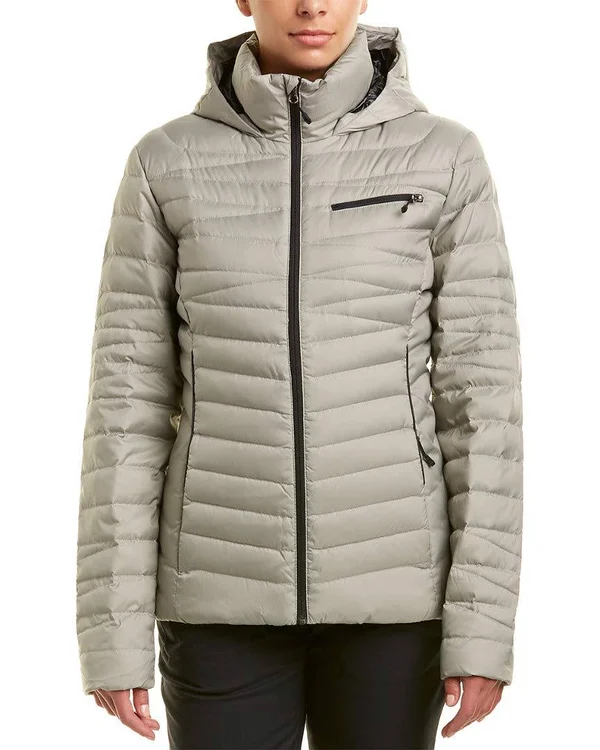 Spyder Women's Timeless Hoody Down Jacket, Alloy/Black, Small