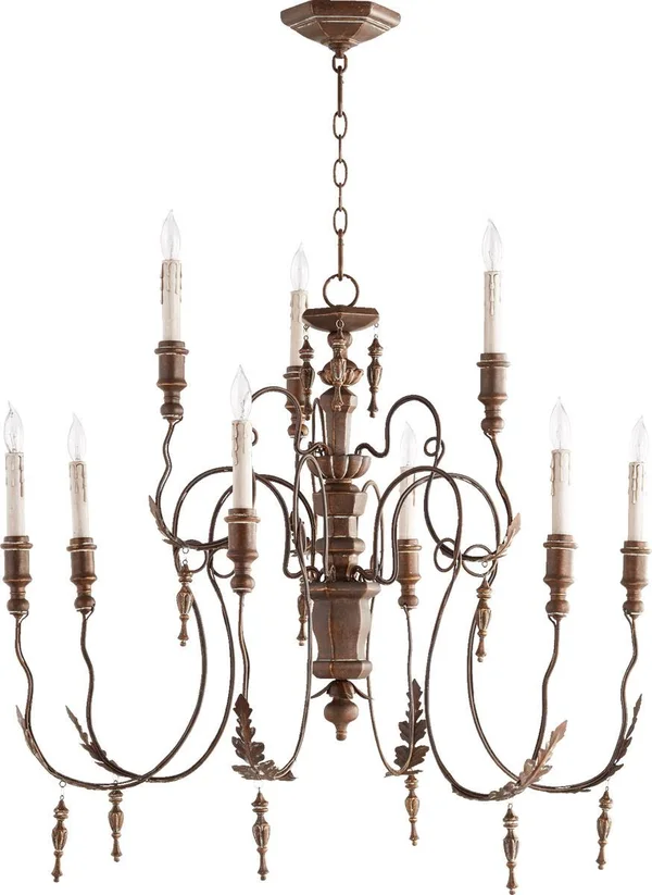 World of Gold Chandeliers 9 Light with Vintage Copper Candelabra Base Bulbs 32 inch 540 Watts WG154816