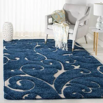 Cannock Dark Blue/Cream Rug Lark Manor Rug Size: Rectangle 4& x 6&