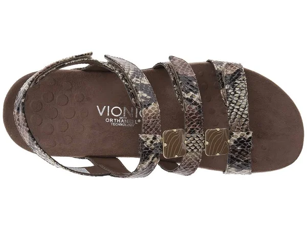 Vionic Women's Amber Adjustable Sandal Natural Snake 7, M