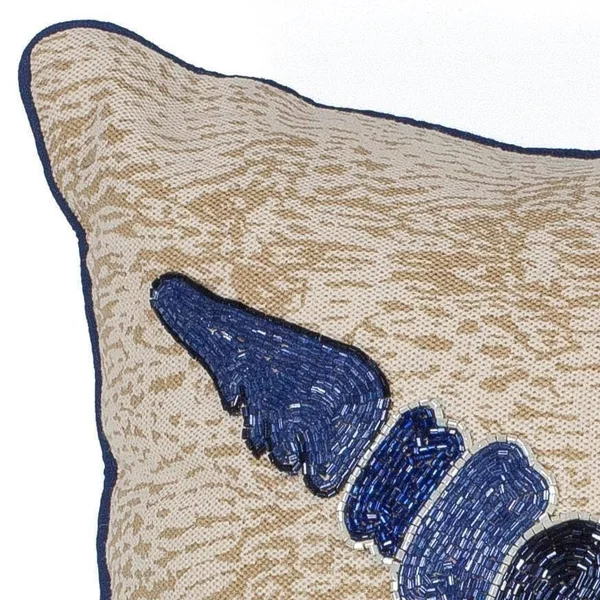 18x22 x 18x22 Cotton Natural-Blue Pillow