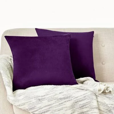 Mercer41 Soft Fabric Velvet Throw Pillow Covers Mercer41 Color: Eggplant Purple, Size: 24x22 x 24x22
