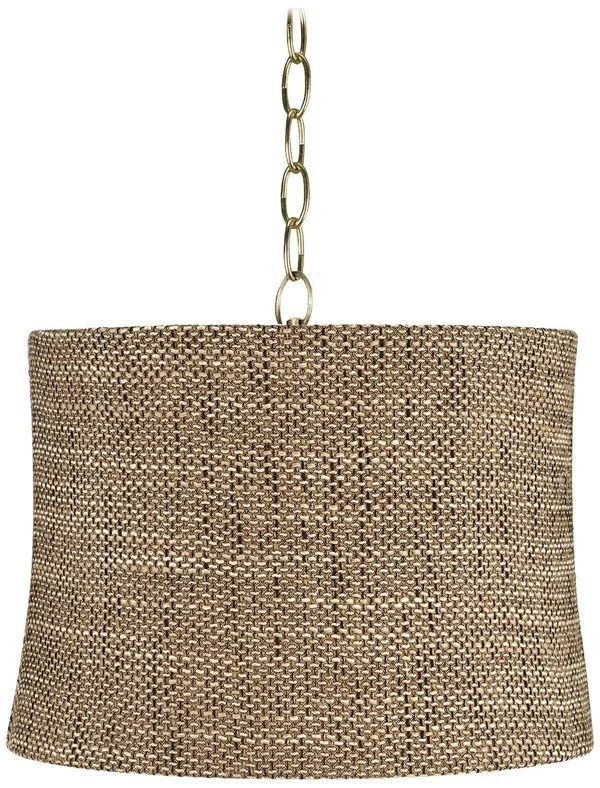 Possini Euro Design Dortmund 14x22 Wide Antique Brass Shaded Pendant Light