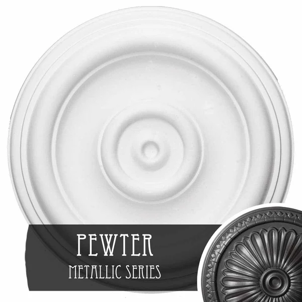 12x22OD x 1x22P Traditional Ceiling Medallion (Fits Canopies Up to 2 3/4x22), Hand-Painted Pewter