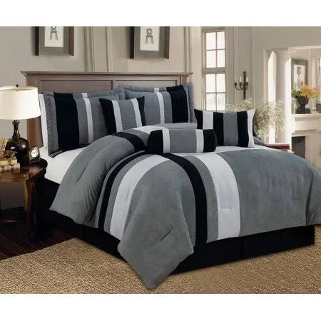 Aberdeen Full Size 7-Piece Luxurious Comforter Set Micro Suede Soft Bed in