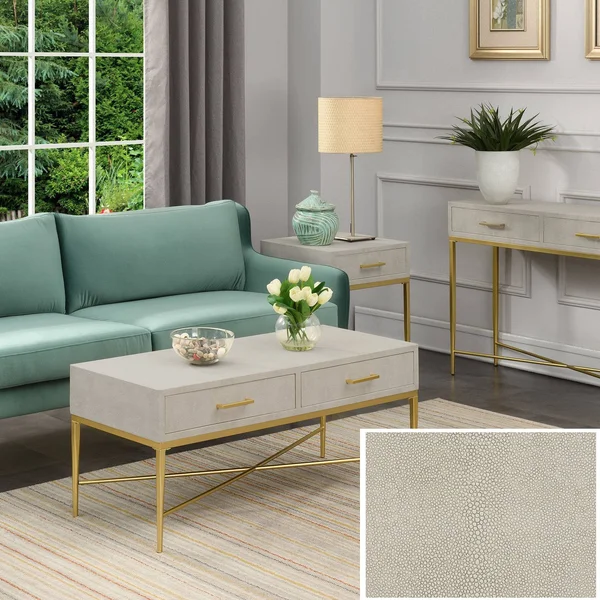 Ashley Coffee Table White Scallop/Gold - Breighton Home