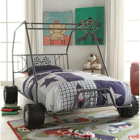 Zoomie Kids Henault Twin Car Bed - Gray