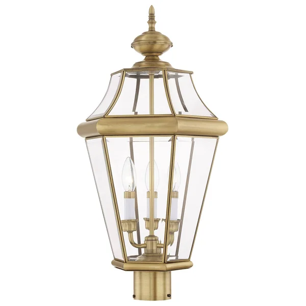 Livex Lighting Georgetown 3 Light Outdoor Post Lantern - Bronze 2364-07