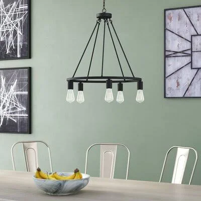 Kasandra 5 - Light Unique Wagon Wheel Chandelier