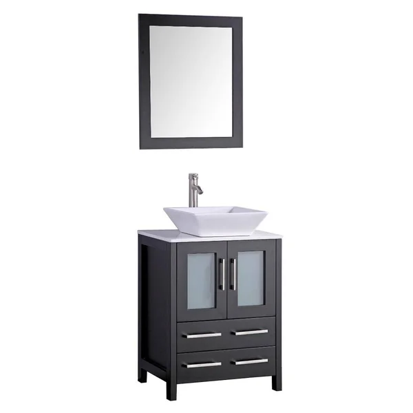 Legion Furniture WA7824LG 24x22 Light Grey Solid Wood Sink Vanity with Mirror