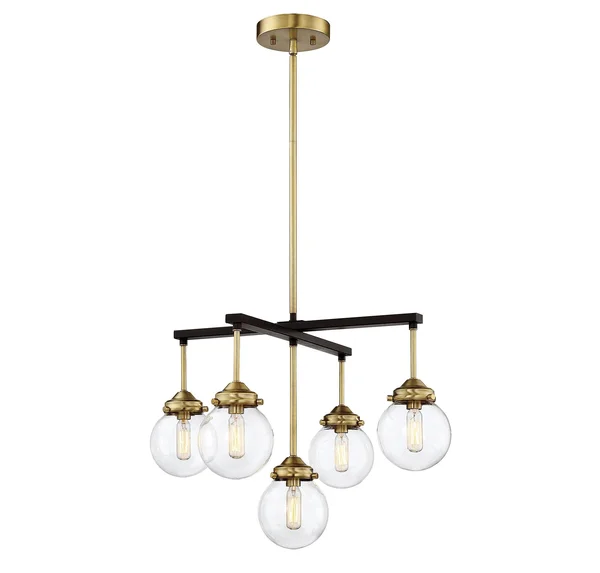 Meridian M10041ORBNB 5 Light Chandelier - Oil Rubbed Bronze with Brass
